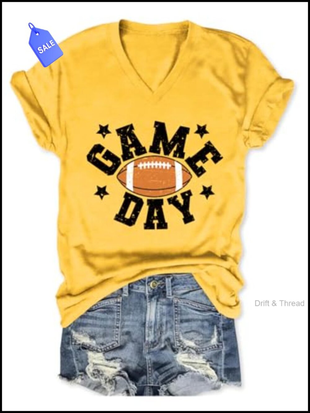 Football Mom Shirt Game Day V-Neck Graphic Tee Women's Short Sleeve Top